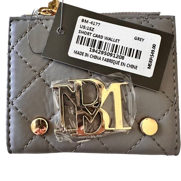Badgley Mischka NWT Grey Vegan Leather Short Card Wallet - GREAT GIFT - Picture 3 of 5